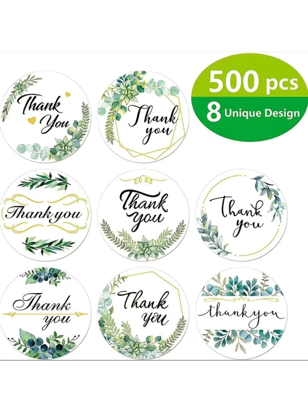 500 1” Roll Laurel Thank You Stickers PRICE IS FIRM